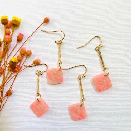 Minimalist Pink Quartz Clay Earrings