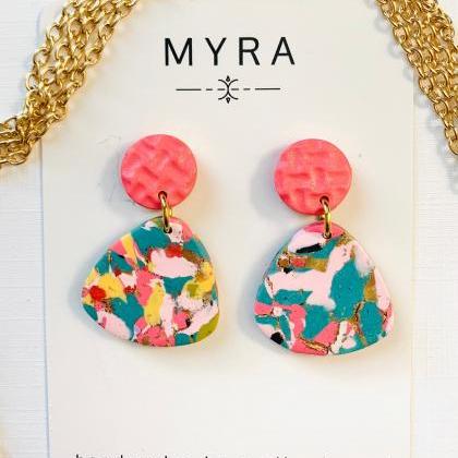 Spring Earrings | Polymer Clay Marble Earrings