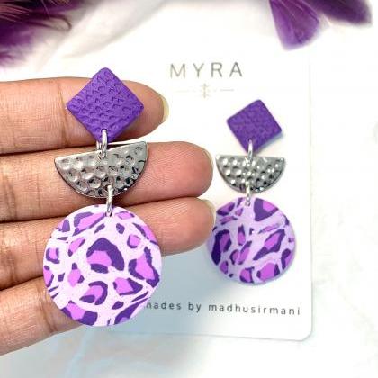 Purple Leopard Print Dangle Earrings |..