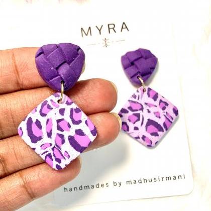 Purple Leopard Print Dangle Earrings |..