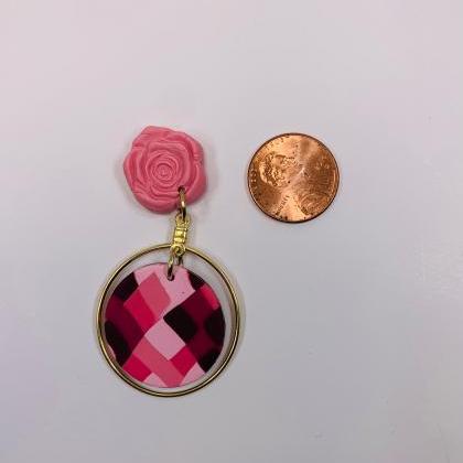 Pink bargello and Rose stud dangle ..