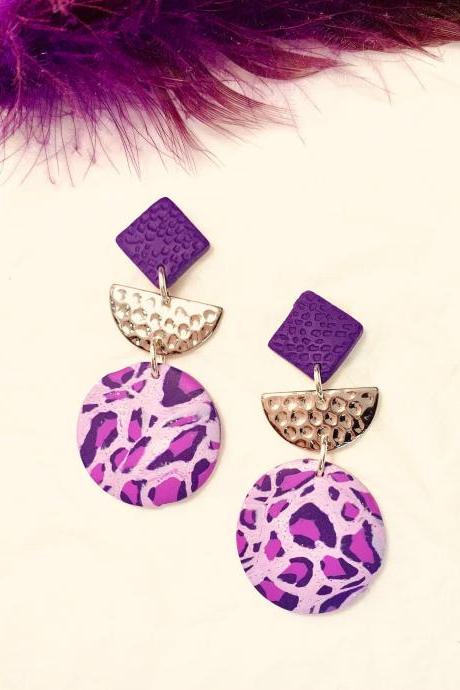 Purple Leopard Print Dangle Earrings | Spring/summer Collection